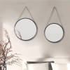 Plastic black circular belt mirror