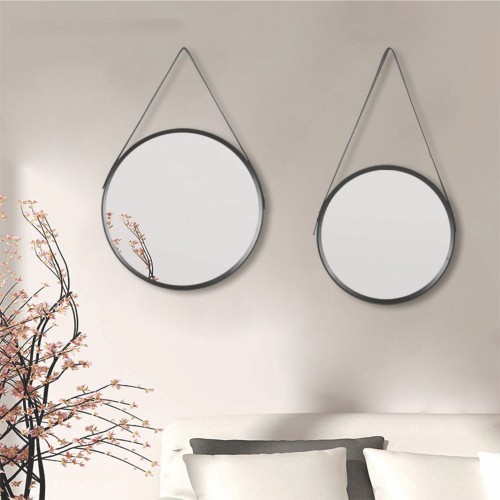Plastic black circular belt mirror