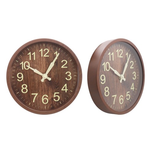 Wooden grain plastic wall clock